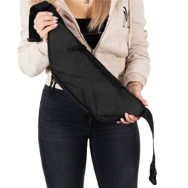 Borseta incapatoare pentru umar sau brau, impermeabila, unisex, 43x15cm, negru - Image 10