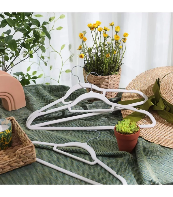 SONGMICS 50 db-os vállfa szett, csúszásmentes, forgókampó, 43,5 cm, fehér - Image 11