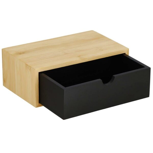 Acél WC papír tartó tároló fiókkal, rögzítő rendszerrel, 22cm, fekete bézs - Image 11