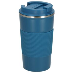 Termosz utazóbögre, dupla szigetelésű rozsdamentes acél fal, 500ml, 9x16,5cm, kék