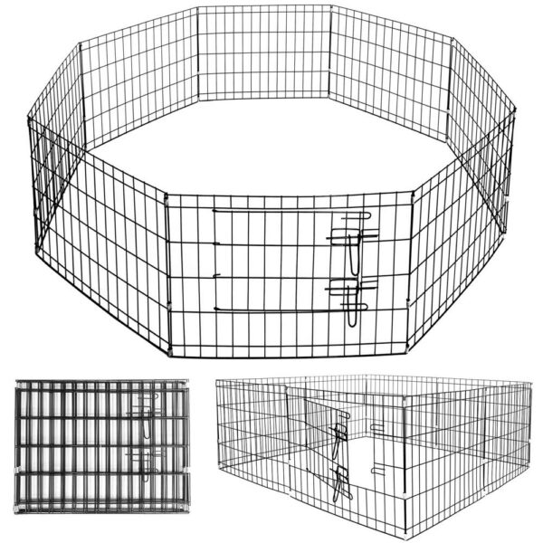 Konfigurálható fém kisállat karám, ajtóval, XXL, 120x120x60cm, fekete - Image 10