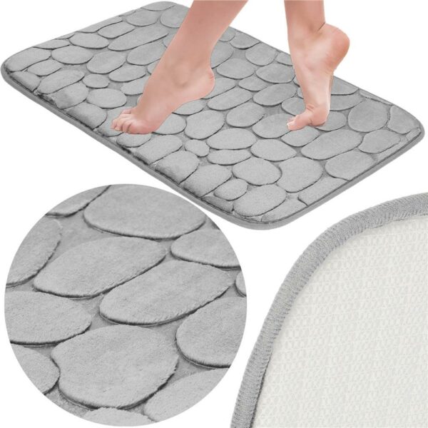Covoras de baie antiderapant cu uscare rapida, 60x40 cm, gri - Image 11