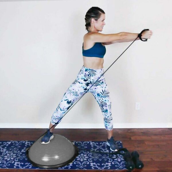 Fitness egyensúlyabda, szalagokkal és pumpával, 200 kg, 57x25 cm, szürke - Image 11