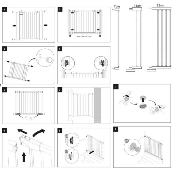 Biztonsági kapu lépcsőhöz, állítható, fa acél szerkezettel, 110-117cm, fekete barna - Image 12
