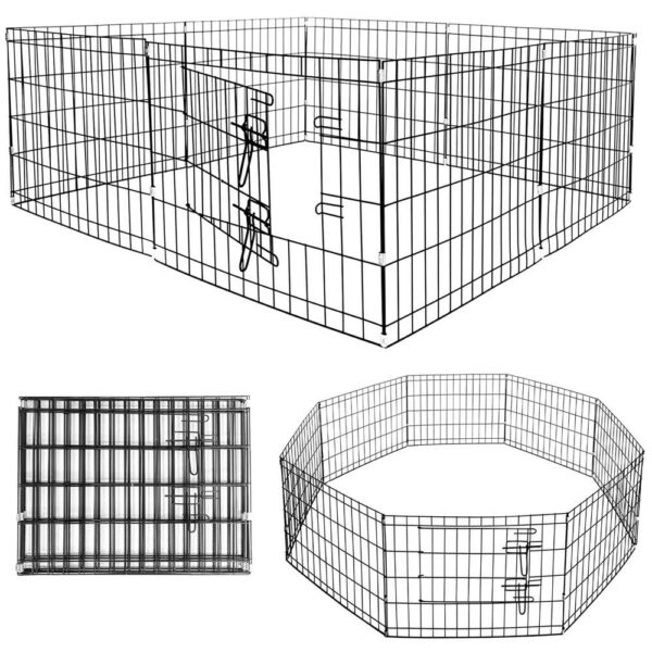 Konfigurálható fém kisállat karám, ajtóval, XXL, 120x120x60cm, fekete - Image 11