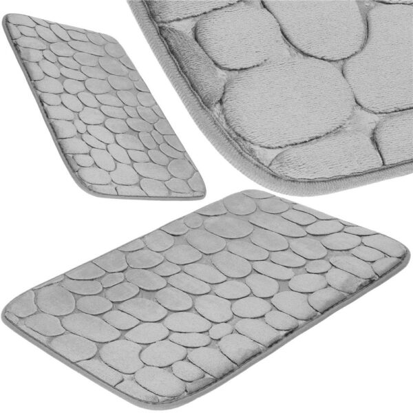 Covoras de baie antiderapant cu uscare rapida, 60x40 cm, gri - Image 12
