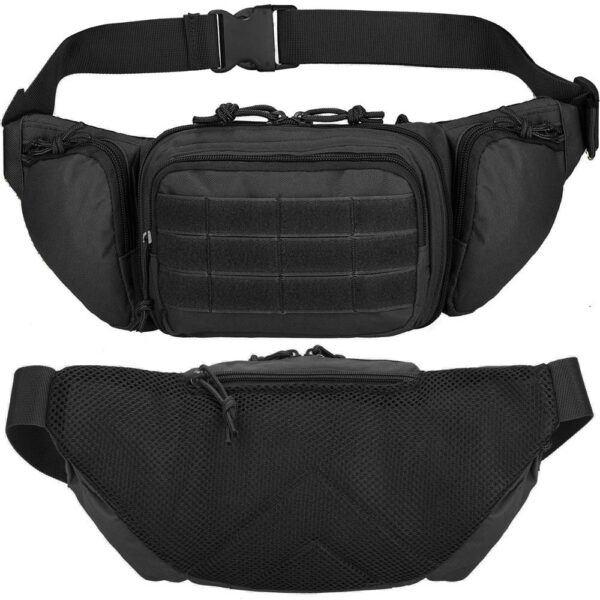 Borseta incapatoare pentru umar sau brau, impermeabila, unisex, 43x15cm, negru - Image 13
