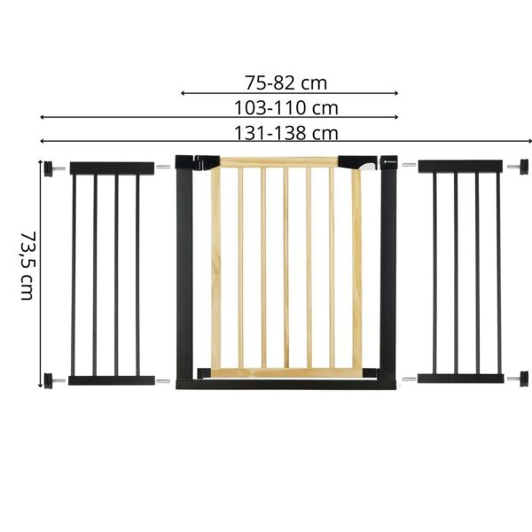 Biztonsági kapu lépcsőhöz, állítható, fa acél szerkezettel, 131-138cm, fekete barna - Image 13