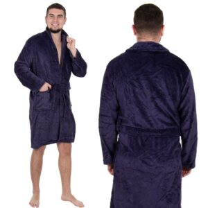 Térdig érő férfi fürdőköpeny, L/XL méret, lila