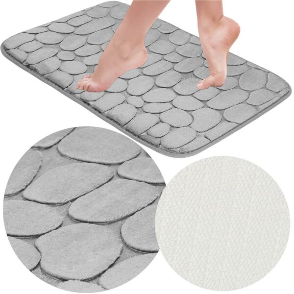 Covoras de baie antiderapant cu uscare rapida, 60x40 cm, gri - Image 13
