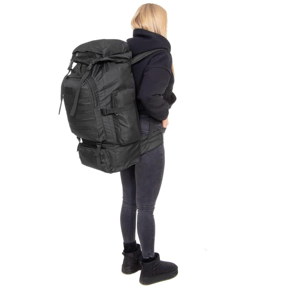 Túrabakancs hátizsák, nagy kapacitású, 60L, több rekeszes, állítható hevederekkel, fekete - Image 14