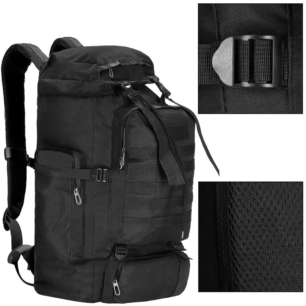 Túrabakancs hátizsák, nagy kapacitású, 60L, több rekeszes, állítható hevederekkel, fekete - Image 15