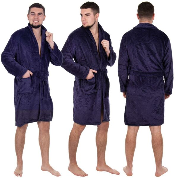 Térdig érő férfi fürdőköpeny, M/L méret, lila - Image 16