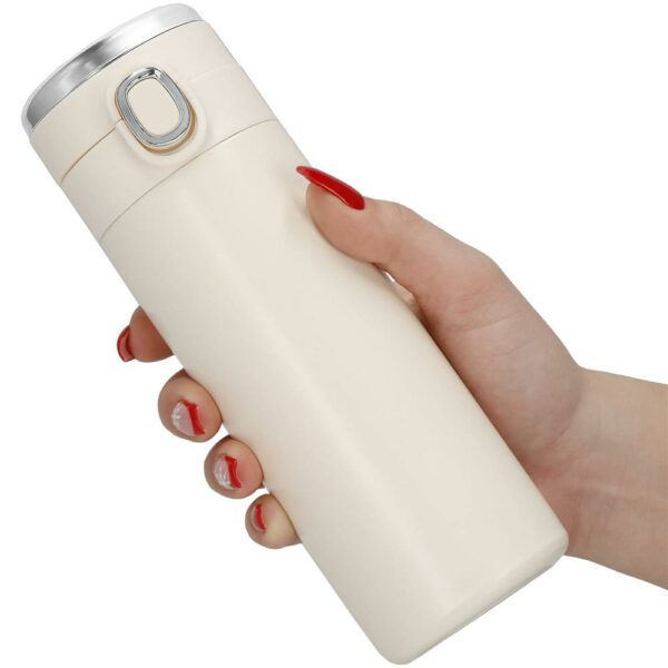 Okos termosz bögre, rozsdamentes acél, LED kijelző, hőmérséklet kijelző, 420ml, 20cm, krém - Image 16