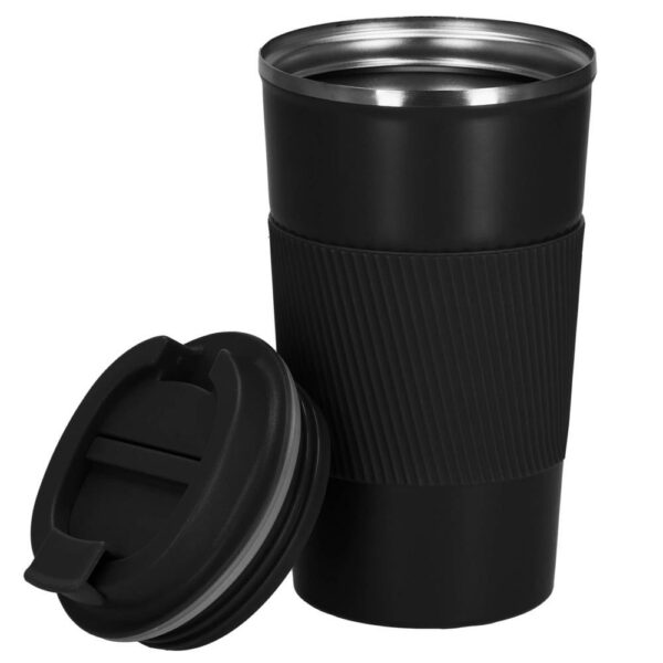 Termosz utazóbögre, dupla szigetelésű rozsdamentes acél fal, 500ml, 9x16,5cm, fekete - Image 14