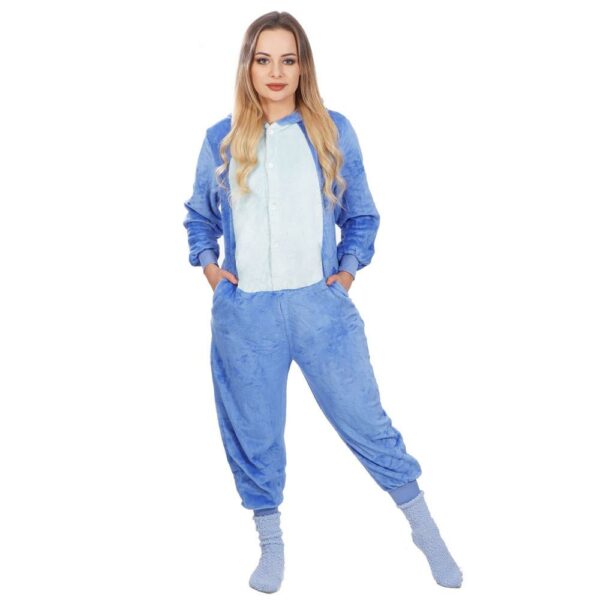 Pijama tip salopeta pentru adulti, model Stitch, marime S - Image 17