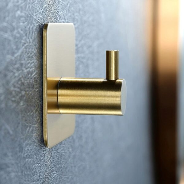 Set 4 agatatori tip cuier pentru baie, sistem fixare inclus, aluminiu, auriu - Image 14
