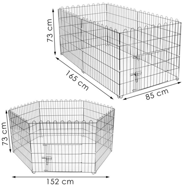 Konfigurálható fém kisállat karám, ajtóval, 3XL, 165x85x73cm, fekete - Image 2