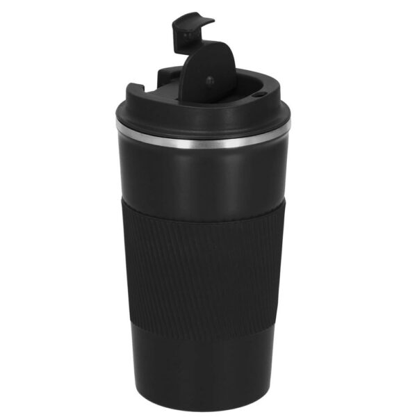 Termosz utazóbögre, dupla szigetelésű rozsdamentes acél fal, 500ml, 9x16,5cm, fekete - Image 15