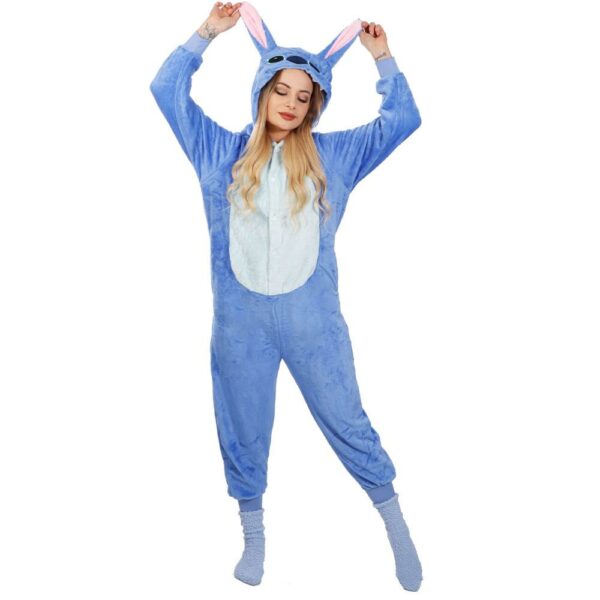 Pijama tip salopeta pentru adulti, model Stitch, marime S - Image 18