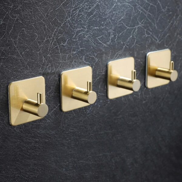 Set 4 agatatori tip cuier pentru baie, sistem fixare inclus, aluminiu, auriu - Image 15