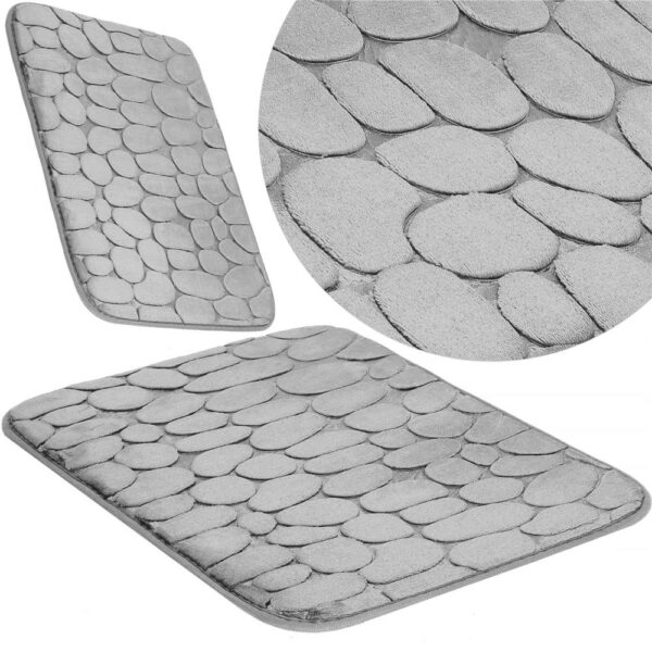 Covoras de baie antiderapant cu uscare rapida, 60x40 cm, gri - Image 16