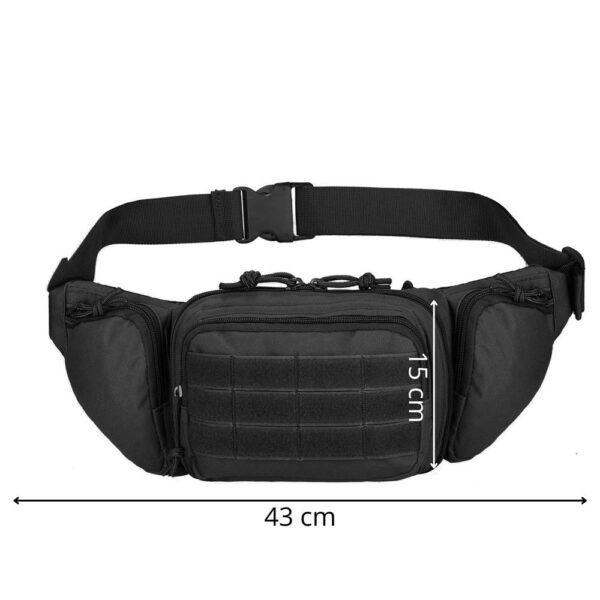 Borseta incapatoare pentru umar sau brau, impermeabila, unisex, 43x15cm, negru - Image 18