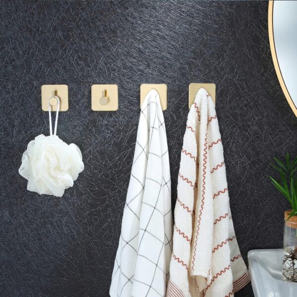 Set 4 agatatori tip cuier pentru baie, sistem fixare inclus, aluminiu, auriu - Image 16