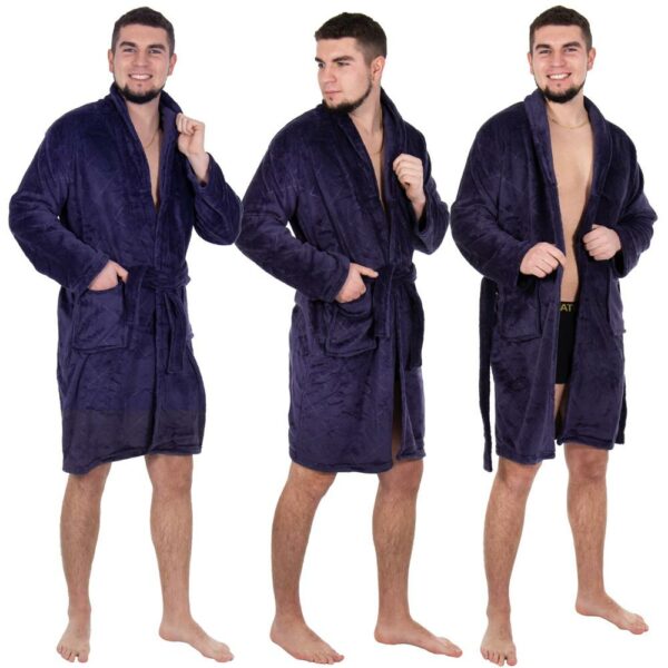 Térdig érő férfi fürdőköpeny, M/L méret, lila - Image 18