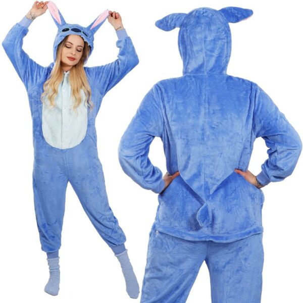 Pijama tip salopeta pentru adulti, model Stitch, marime S - Image 20