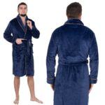 Férfi fürdőköpeny térdig érő, XXL méret, sötétkék