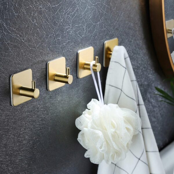 Set 4 agatatori tip cuier pentru baie, sistem fixare inclus, aluminiu, auriu - Image 17
