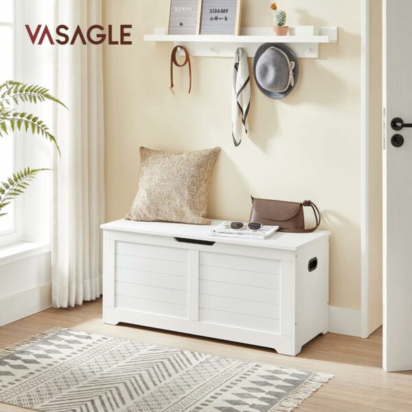 VASAGLE Pad tárolóhellyel, előszobába vagy hálószobába, MDF-ből, 40x100x46cm, fehér - Image 2