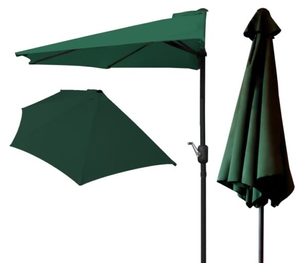 Umbrela de balcon pentru perete, jumatate, cu manivela, 270cm, verde - Image 4