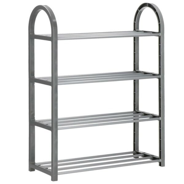 Pantofar PVC si metal, Sersimo cu 4 rafturi, 64x50cm, argintiu