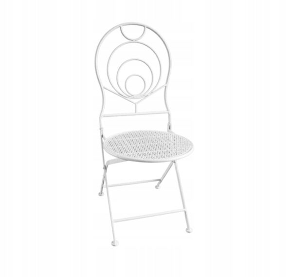 Set mobilier gradina metalic Elba, 2 scaune pliabile, 1 masa, alb - Image 2