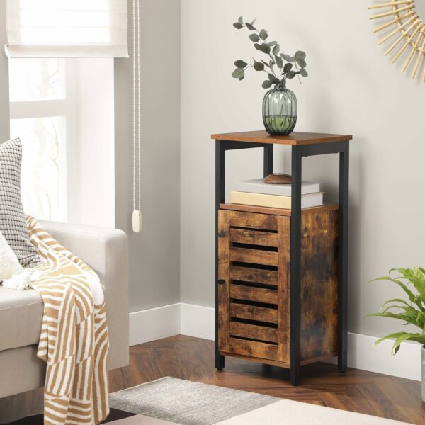 VASAGLE Dulap de depozitare tip noptiera, pentru dormitor sau living, stil industrial, 37x30x81cm, maro rustic - Image 2