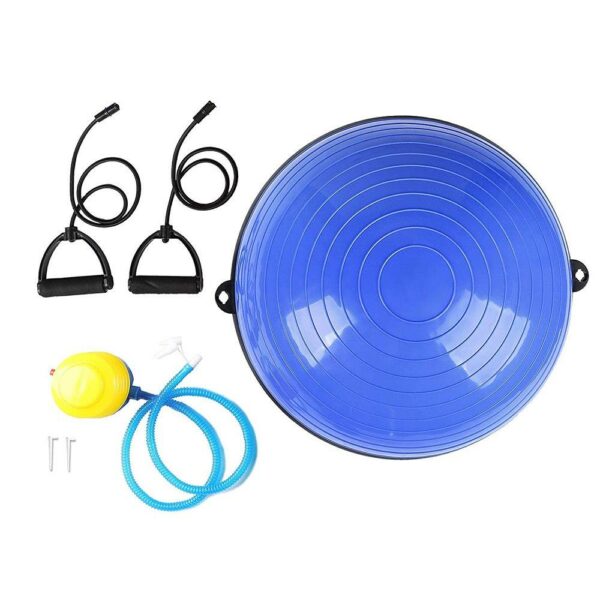 Fitness egyensúlyabda szalagokkal és pumpával, 200 kg, 57x25 cm, kék - Image 2
