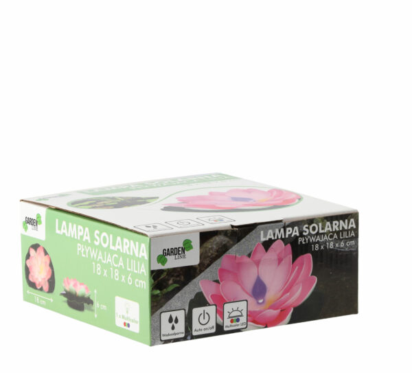 Lampa solara LED de gradina, plutitoare pe apa, floare de nufar roz, 18x18x6cm - Image 9