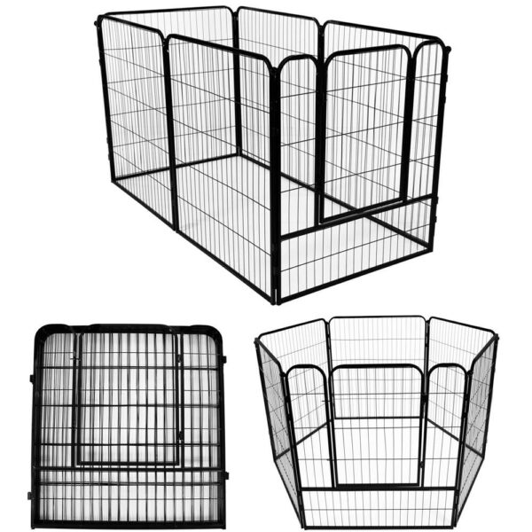 Tarc pentru animale de companie, din fier, forma configurabila, cu usa de acces, 4XL, 184x100x93cm, negru - Image 3