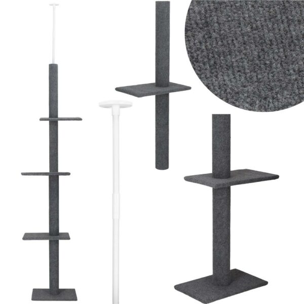 Ansamblu de joaca pentru pisici, tip stalp de catarat pana la tavan, inaltime reglabila 246 - 286 cm, gri - Image 3