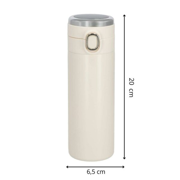 Okos termosz bögre, rozsdamentes acél, LED kijelző, hőmérséklet kijelző, 420ml, 20cm, krém - Image 3
