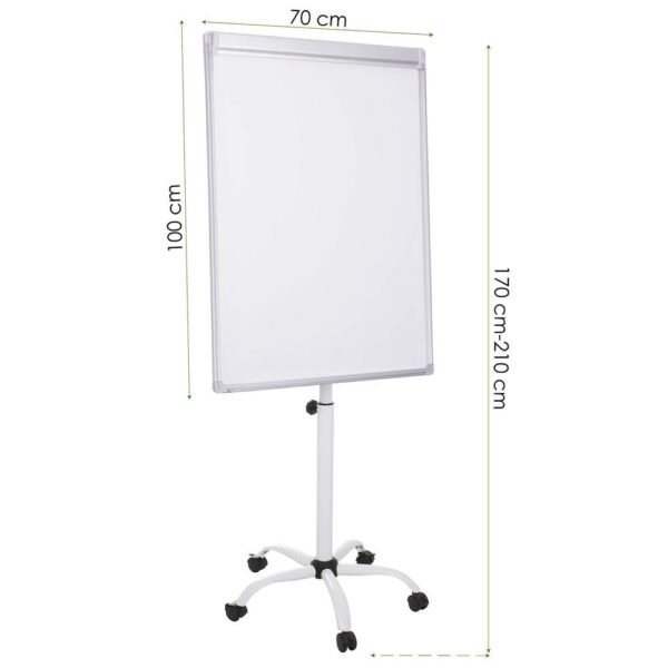 Mágneses flipchart lábbal, görgős mobil, állítható magasságú, 70x100cm, fehér - Image 2