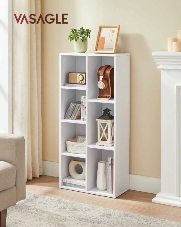 VASAGLE Biblioteca cu 7 compartimente deschise, MDF, 50x24x106cm, alb - Image 2