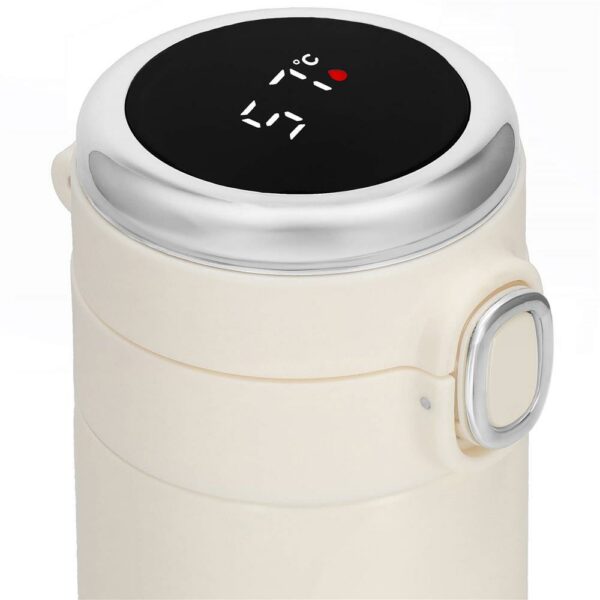Okos termosz bögre, rozsdamentes acél, LED kijelző, hőmérséklet kijelző, 420ml, 20cm, krém - Image 20