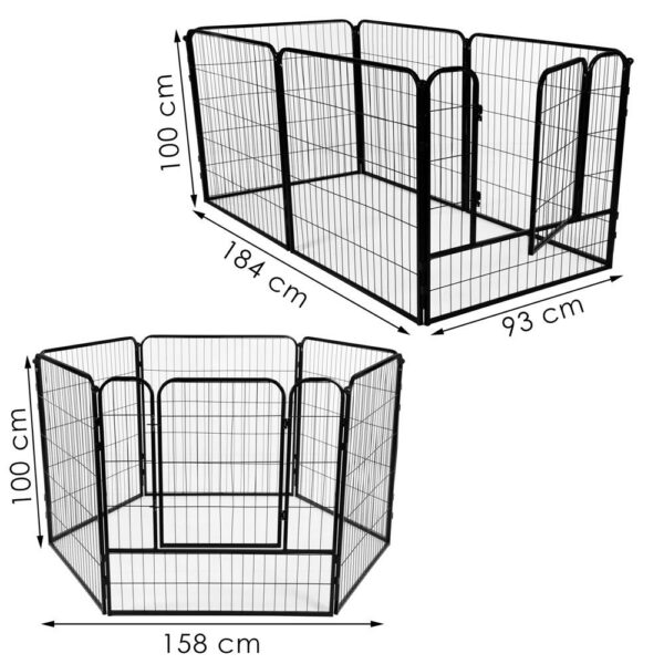 Tarc pentru animale de companie, din fier, forma configurabila, cu usa de acces, 4XL, 184x100x93cm, negru - Image 20