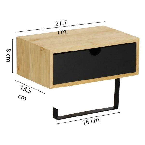 Acél WC papír tartó tároló fiókkal, rögzítő rendszerrel, 22cm, fekete bézs - Image 20