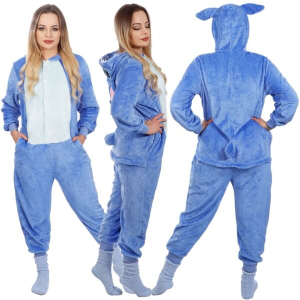 Pijama tip salopeta pentru adulti, model Stitch, marime S - Image 21