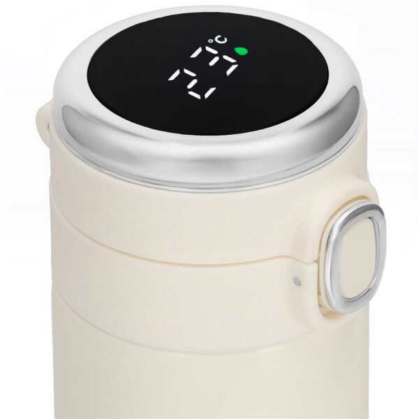 Okos termosz bögre, rozsdamentes acél, LED kijelző, hőmérséklet kijelző, 420ml, 20cm, krém - Image 21