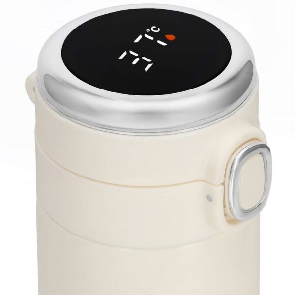 Okos termosz bögre, rozsdamentes acél, LED kijelző, hőmérséklet kijelző, 420ml, 20cm, krém - Image 22